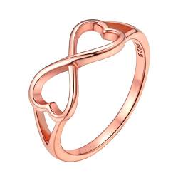 ChicSilver 925 Rosegold Herz Infinity Unendlichkeit Fingerring in Ringgröße 62 Promise Ehering Trauring Freundschaftsring Verlorbungsring Hochzeitsring für Damen Mädchen von ChicSilver