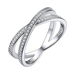 ChicSilver 925 Silber X Form Fingerring mit Zirkonia Promise Ehering in Ringgröße 62 Trauring Wickelring Verlorbungsring Hochzeitsring für Damen Mädchen von ChicSilver