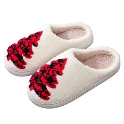 ChicSoleil Weihnachten Rentier Hausschuhe Winter Damen，Herren Plüsch Pantoffeln，Weihnachtsmann Cozy Warme Slippers,Lustige Geschenke for Weihnachten (Weihnachtsbaum Gr.44/45) von ChicSoleil