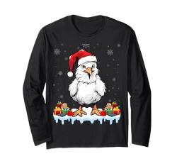 Chicken Santa Hat Xmas Holiday Winter Chicken Christmas Langarmshirt von Chicken Christmas Party Gifts Co