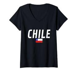 Damen Chile Chilenische Flagge Chilene T-Shirt mit V-Ausschnitt von Chilenische Stolz Chile Geschenke