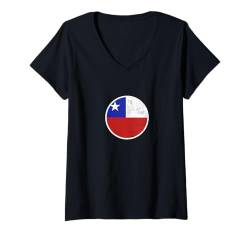 Damen Chile Vintage Chilenische Flagge Chilene T-Shirt mit V-Ausschnitt von Chilenische Stolz Chile Geschenke