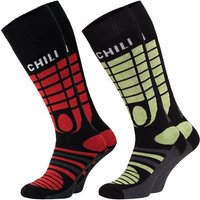 Chili Lifestyle Skisocken YEON gepolsterte Ski Kniestrümpfe Snowboard Winter aus Baumwolle (Multipack, 2-Paar, 2 Farbdesigns) Elastischer Bund von Chili Lifestyle