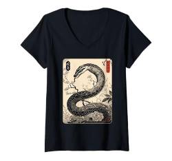 Damen Jahrgang der Schlange 2025 Chinesisches Neujahr T-Shirt mit V-Ausschnitt von Chinese Lunar Snake Apparel Zodiac Collection 2025