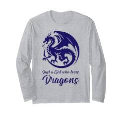 Nur ein Mädchen das Drachen liebt Feuerdrache Fantasy Drache Langarmshirt von Chinesischer Drache Retro Vintage Design Grafik