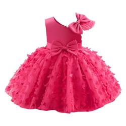 Choomomo Baby Mädchen Kleid Prinzessin Kleid Off-Shoulder Partykleid Tüll Spitzen Partykleid Taufkleid Kleinkinder Hochzeit Brautkleid Hot Pink 80-86 von Choomomo