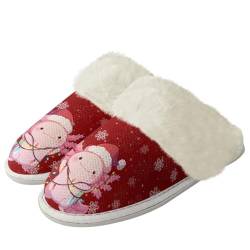 Chririnla Axolotls Hausschuhe Damen Weihnachten Slipper Fuzzy Haus Slipper Schneeflocke Hausschuhe Weihnachten Party Schuhe,42-43EU von Chririnla