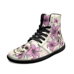 Chririnla Pink Flower Skull Barefoot Shoes for Men Women Zero Drop Wide Shoes Adult Slip On Walking Shoes Casual Footwear Skeleton Shoes,40 EU von Chririnla