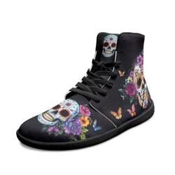 Chririnla Sugar Flower Skull Barefoot Shoes for Men Women Wide Toe Box Minimalist Barefoot Sneaker Casual Walking Shoes Slip-on Gothic Skeleton Shoes Fashion Sneaker,38 EU von Chririnla