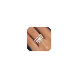 Chriscoco Ring Silber 925 Damen 14K Vergoldet Damen Ring Cubic Zirkonia Ring Eheringe Verlobungsring 54 (17.2) von Chriscoco