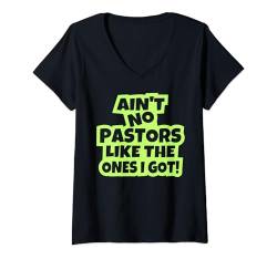 Damen Es gibt keinen Pastor wie den, den ich habe, christliche Männer, Frauen, Kinder. T-Shirt mit V-Ausschnitt von Christian Church Shop