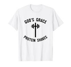 God's Grace Protein Shakes Langhantel Christliches Gymnastikkreuz T-Shirt von Christian Workout Apparel Co.