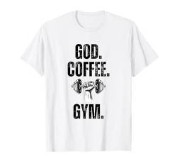 Gott Kaffee Fitnessstudio Hantel Christian Gewichtheber Cool Gym T-Shirt von Christian Workout Apparel Co.