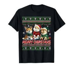 Akita Christmas Tree Lights Decorations Dog Lover Xmas T-Shirt von Christmas Apparel Family Men Women Kids Pajama