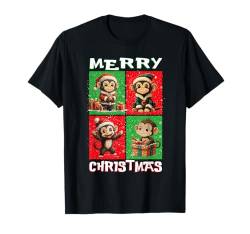 Cute Monkey Santa Animals Lover Merry Christmas Tree Lights T-Shirt von Christmas Apparel Family Men Women Kids Pajama