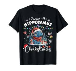 I Want A Hippopotamus For Christmas Xmas Hippo Ugly Sweater T-Shirt von Christmas Apparel Family Men Women Kids Pajama