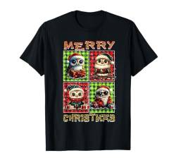 Owl Leopard Buffalo Plaid Animals Lover Merry Christmas T-Shirt von Christmas Apparel Family Men Women Kids Pajama