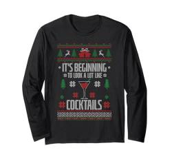 Sieht langsam aus wie Cocktails Ugly Christmas Langarmshirt von Christmas Cocktail Drinker Holiday Party Drinks