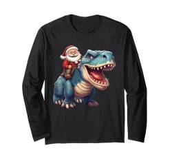 Weihnachtsmann reitender Dinosaurier lustig Weihnachten Jungen Mädchen Kinder Langarmshirt von Christmas Happy Christmas