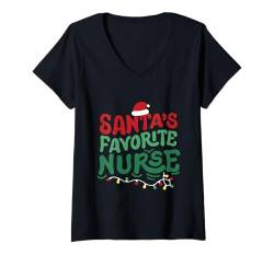 Damen Santas Favourite Nurse Merry Christmas RN Nursing Herren Damen T-Shirt mit V-Ausschnitt von Christmas Holiday Wear