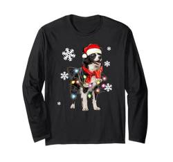 Border Collie Dog Christmas Light Pyjama Dog Xmas Langarmshirt von Christmas Lights Border collie dog Funny Xmas