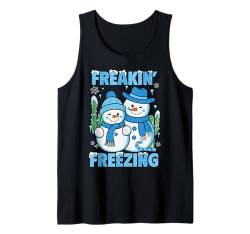 Freakin Frozing Blue Winter Süßer, fetziger Weihnachtsfeiertag Tank Top von Christmas Matching Pajamas Xmas