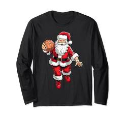 Weihnachtsmann Basketballspieler Weihnachten Basketeer Kinder Langarmshirt von Christmas Santa's Sporting Style
