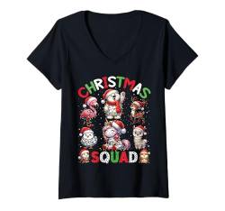 Damen Christmas Squad, Tiere, Vögel, Weihnachtsbeleuchtung, Weihnachtsfeier T-Shirt mit V-Ausschnitt von Christmas Squad Wrapped with Christmas Lights