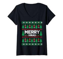 Damen Hässliches Weihnachten T-Shirt mit V-Ausschnitt von Christmas