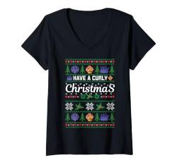 Damen Hässliches Weihnachten T-Shirt mit V-Ausschnitt von Christmas