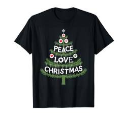 Peace Love Merry Christmas Weihnachtsbaum Familie Jungen Mädchen Kinder T-Shirt von ChristmasByAxisone2024