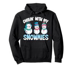 Chillin With My Snowmies Shirt Weihnachten Schneemann Lustiges Weihnachten Pullover Hoodie von ChristmaxTeez