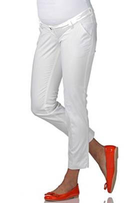 Christoff Feminine Stretch-Chino Hose Schwangerschaftshose Umstandshose - Einschubtaschen gefütterter Bund - gerades Bein - 280/25 - weiß White - Gr. 34 / XS von Christoff