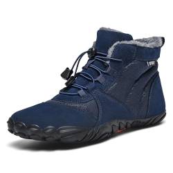 Chueuv Barfußschuhe Winter Winterschuhe Barfuss Schuhe Gefüttert Warm Winterstiefel für Damen Herren Blue 41 von Chueuv