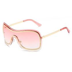 Cicano Y2K Wrap Around Sonnenbrille für Damen Herren Oversized Trendy Cyberpunk Futuristische Formen Sonnenbrille, Gold Pink von Cicano