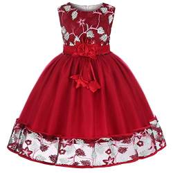 Cichic Mädchen-Partykleid, 2–10 Jahre, Blumen-Hochzeitskleid, elegantes, formelles Kleid, Rote Stickerei, 8-9 Jahre von Cichic