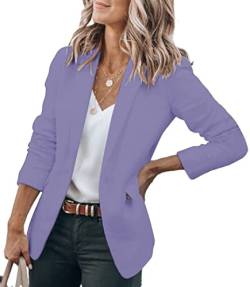 Cicy Bell Damen Langarm Casual Blazer Arbeit Büro Knopf Open Front Jacke Anzug Blue Purple L von Cicy Bell