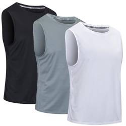 Cimic 3er Pack Tank Top Herren Tanktop Sport Muskelshirts Ärmelloses Shirt Sleeveless Achselshirt Fitness Gym Sommer Muscle Tshirt Men Atmungsaktive Trainingsshirt Männer(0303-Black Grey White-S) von Cimic