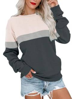 Cindeyar Sweatshirt Damen Pullover Elegant Langarmshirt Rundhals Farbblock Pulli Longsleeve Oberteile Winter Shirt Langarm Tops Sweatshirts Ohne Kapuze von Cindeyar