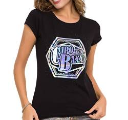 Cipo & Baxx Damen Freizeitshirt T-Shirt Print Kurzarm Rundhals WT342 Schwarz L von Cipo & Baxx