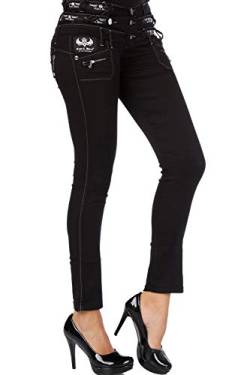 Cipo & Baxx Damen Jeans Hose Dreifachbund Slim-Fit Denim Jeanshose Pants Elasthan CBW-0313 Schwarz W31 L34 von Cipo & Baxx