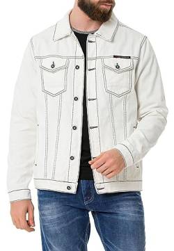 Cipo & Baxx Herren Jeans Jacke Übergangsjacke Baumwolle mit Taschen CJ289 Weiß L von Cipo & Baxx