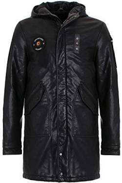 Cipo & Baxx Herren Kunstledermantel Jacke Parka Übergangsjacke Jacke mit Kapuze Gr.S Schwarz von Cipo & Baxx