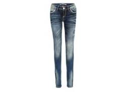 Slim-fit-Jeans CIPO & BAXX "Jeans" Gr. 30, Länge 34, blau (blue) Damen Jeans mit auffällig farbigen Ziernähten, WD256 von Cipo & Baxx