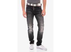 Straight-Jeans CIPO & BAXX Gr. 38, Länge 34, schwarz Herren Jeans Straight Fit mit cooler Used-Waschung von Cipo & Baxx