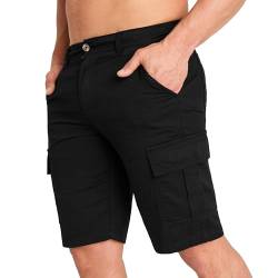 CityComfort Cargo Shorts Herren, Kurze Cargo Hosen Herren mit Taschen, 100% Baumwolle (Schwarz, L) von CityComfort