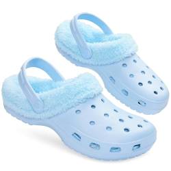 CityComfort Damen Hausschuhe Fleece Gefüttert, Clogs Damen - Geschenke für Frauen (Baby Blau, 38 EU) von CityComfort