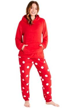 CityComfort Kuschelig Pyjama Damen Set, Fleece Schlafanzug Damen Lang, Geschenke für Frauen & Teenager (Rot, XXL) von CityComfort