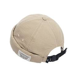 Clakllie Gerollte Manschette Hafenhut Baumwolle Totenkopf Krempenlose Kappe Herren Docker Leon Mütze für Frauen Freizeituhr Arbeitskappe Beanie Mützen, Beige-gd43, Einheitsgröße von Clakllie