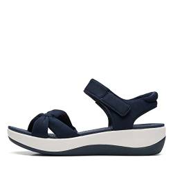 Clarks Damen Arla Shore flache Sandale, Marineblaues Textil, 37.5 EU von Clarks